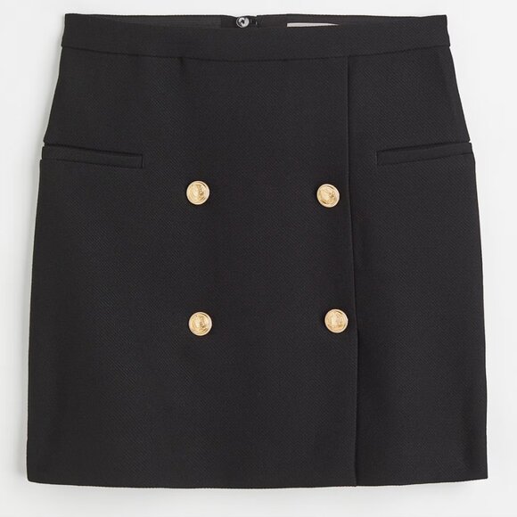 Timeless Black Short Skirt with Statement Buttons - Picture 1 of 2